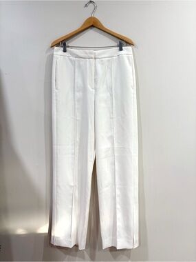 Reiss Women US 10 Ivory Wide Leg Trousers Dress Pants Minimalist Quiet Luxury